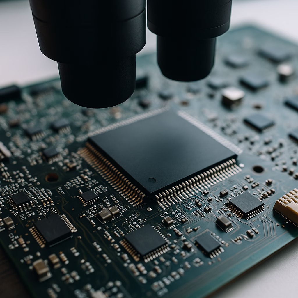 Maszyna litograficzna nanosząca mikroskopijne wzory na krzemowy wafel w laboratorium półprzewodników.